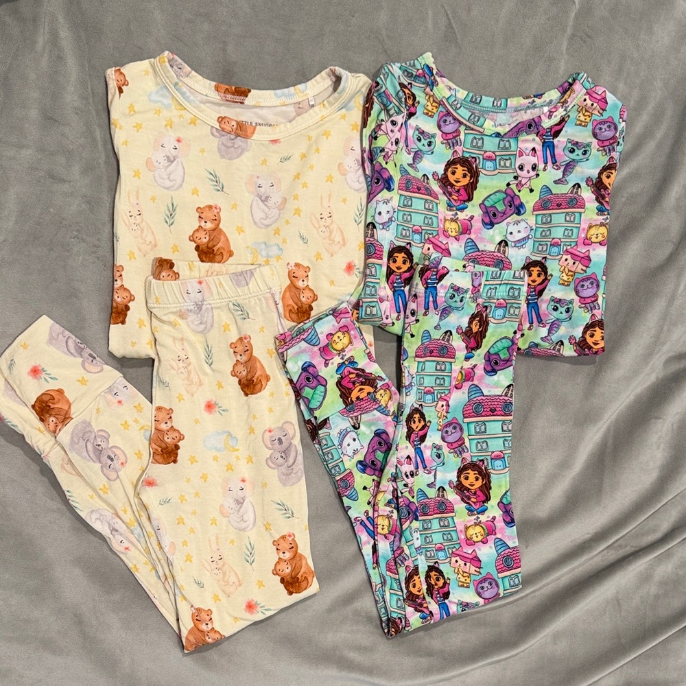 Little Snuggles Long Sleeve Bamboo Pajama Set Bundle of 2- Toddler Girl Size 2T